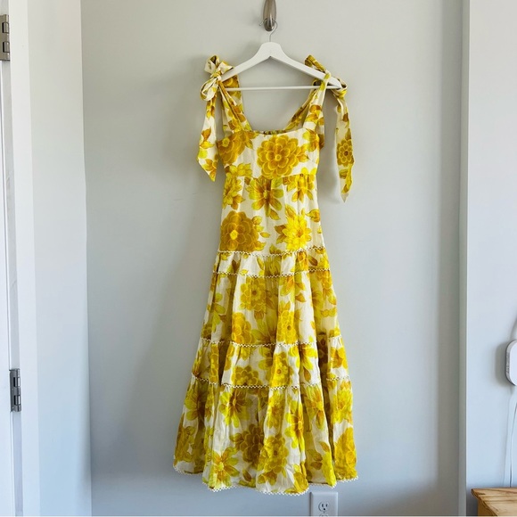 New Alemais Sonny Midi Sundress In Lemon Size 0​ - Picture 4 of 12